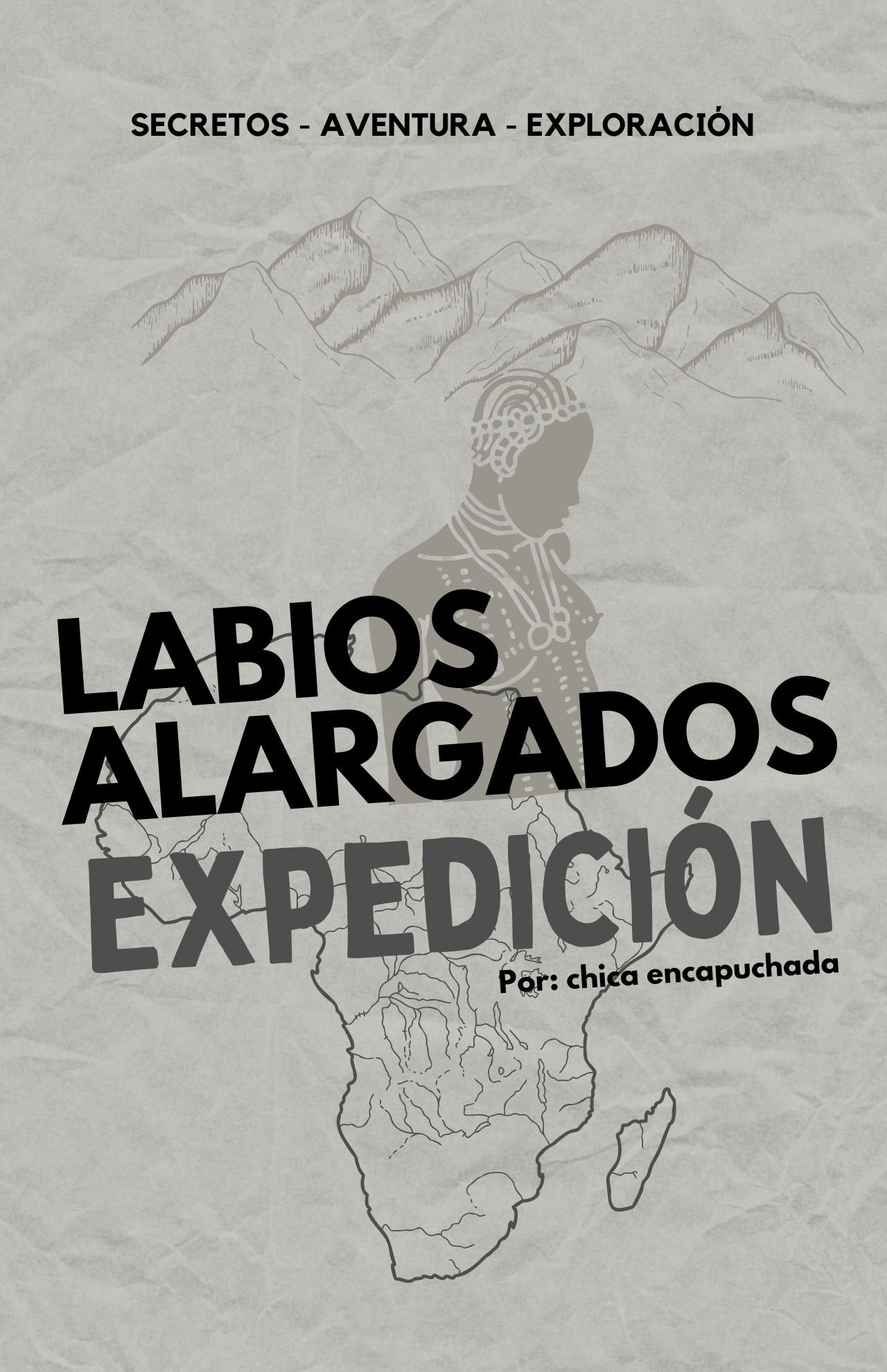 Póster de portada de la expedición de estiramiento de labios, un viaje de una chica encapuchada